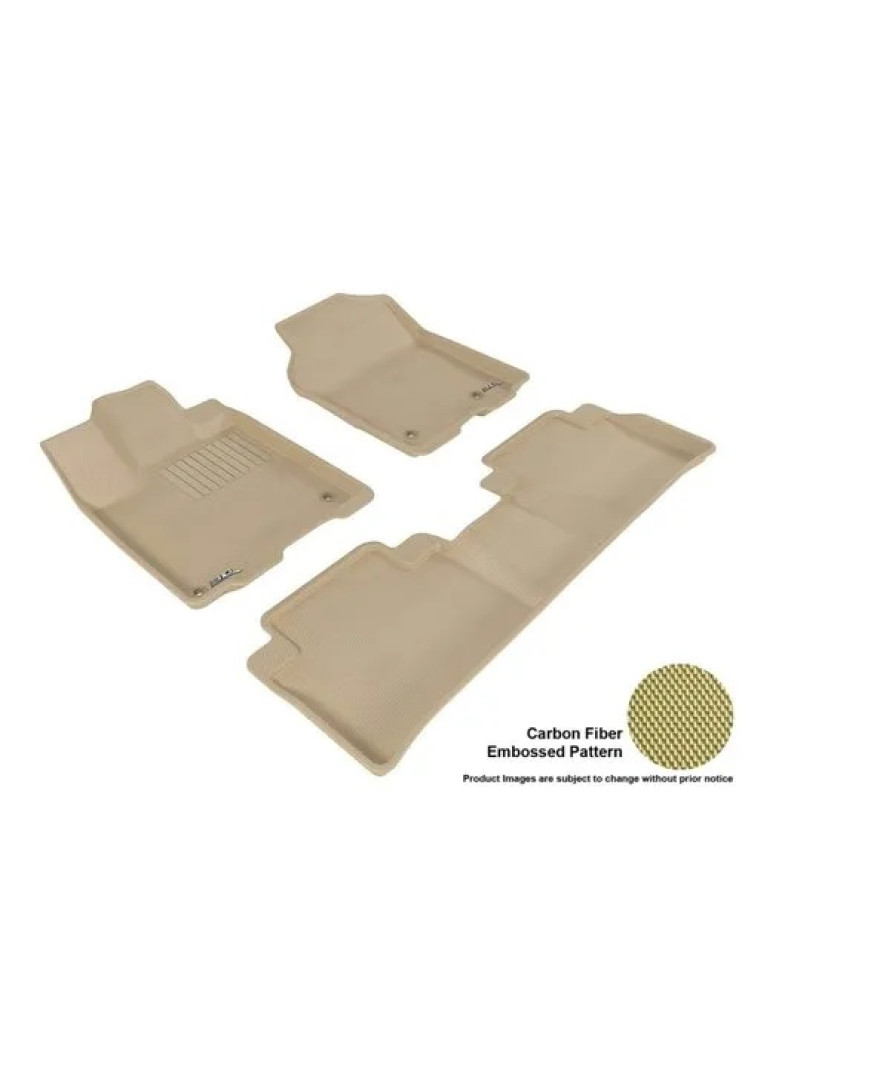 3D MAXpider Custom Fit KAGU Floor Mat | BEIGE | Compatible with KIA CARNIVAL 7 SEATS 2019 | Set of 4 Pcs